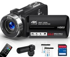 Camcorder Video Camera 4K HD 80MP Vlogging Camera for YouTube IR Night Vision...