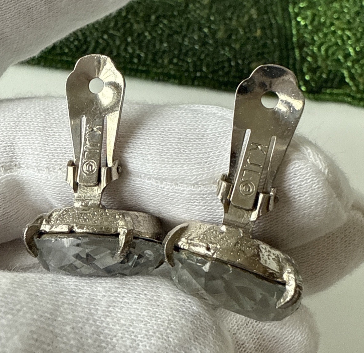 Vtg. Kenneth Jay Lane Large Rhinestone Sliver Pla… - image 3