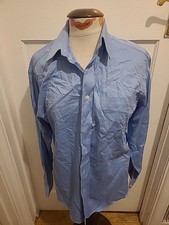 Mens Marks And Spencer Size 15 Collar Blue Long Sleeved Shirt