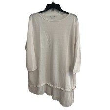 pure jill Large white linen blend tunic sweater 3/4 sleeves cottage core EUC t2