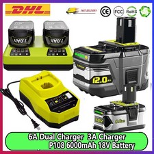 For RYOBI ONE PLUS 18V Battery 12Ah P108 High Capacity Lithium Battery/Charger