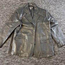 Savanna Black Leather Blazer Jacket Womens 12...