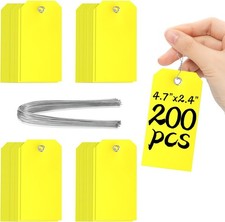 200 Pieces 4 3/4" x 2 3/8" Plastic Shipping Tags with Wire Waterproof Tags for L