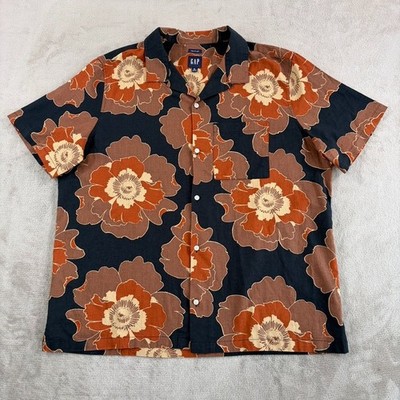 Gap April Bloom Floral Aloha Linen Blend Camp Loop Collar Shirt Men XL NWOT
