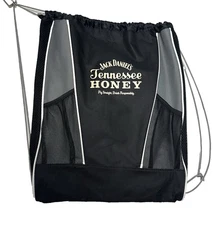 Jack Daniel's Tennessee Honey Black Drawstring Backpack Gym Bag Mesh Pockets