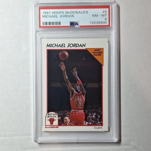 NBA Hoops McDonald's 1991 Michael Jordan #5 PSA 8 Chicago Bulls Basketball Card