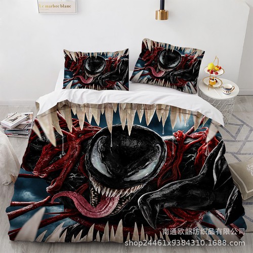 Venom 3D Bedding Set 2/3 PCS Quilt Duvet Cover Dorm Single Double King Size Gift - Picture 31 of 36