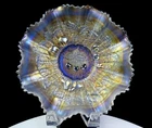 New ListingNorthwood Iridescent Carnival Glass Ice White Three Fruits 9" Ruffled Bowl 1910–