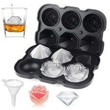 Silicone Ice Tray - Rose Diamond Shape Mold for Cocktails - Food Grade