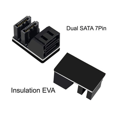 Dual SATA 7Pin Female to 7Pin Male Vertical 90 Degree Angled Adapter Low Prof...
