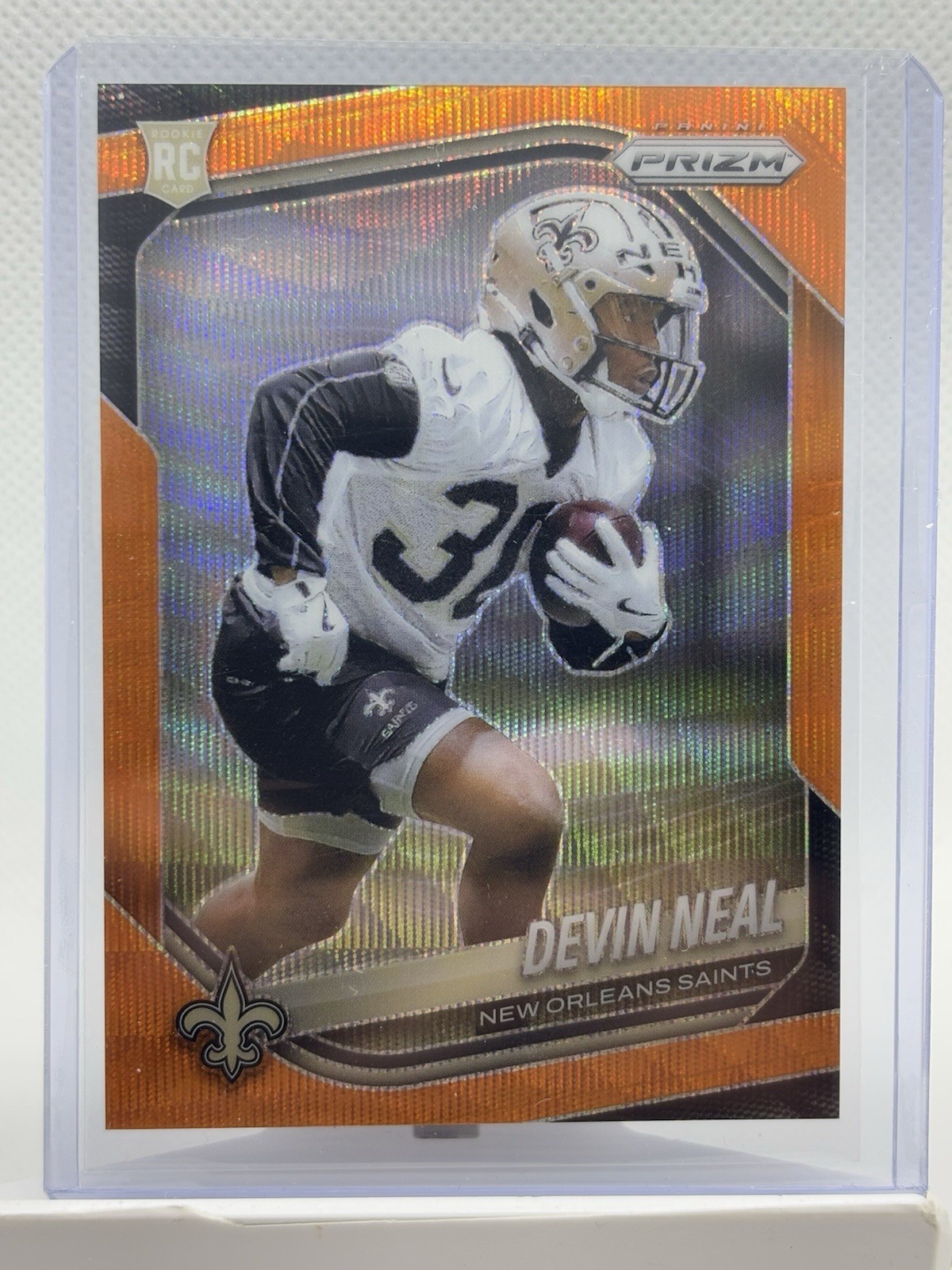 2025 Panini Prizm Devin Neal Orange Wave /65 Rookie RC #393 New Orleans Saints
