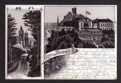 111955 AK Drachenfels Siebengebirge Zahnradbahn 1898 Litho