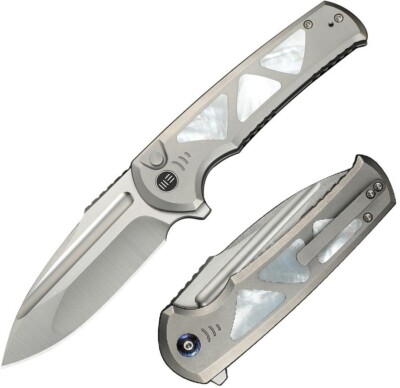 We Knife Co Ltd Sylox Folding Knife 3.88'' M390 Steel Blade Titanium/MOP Handle