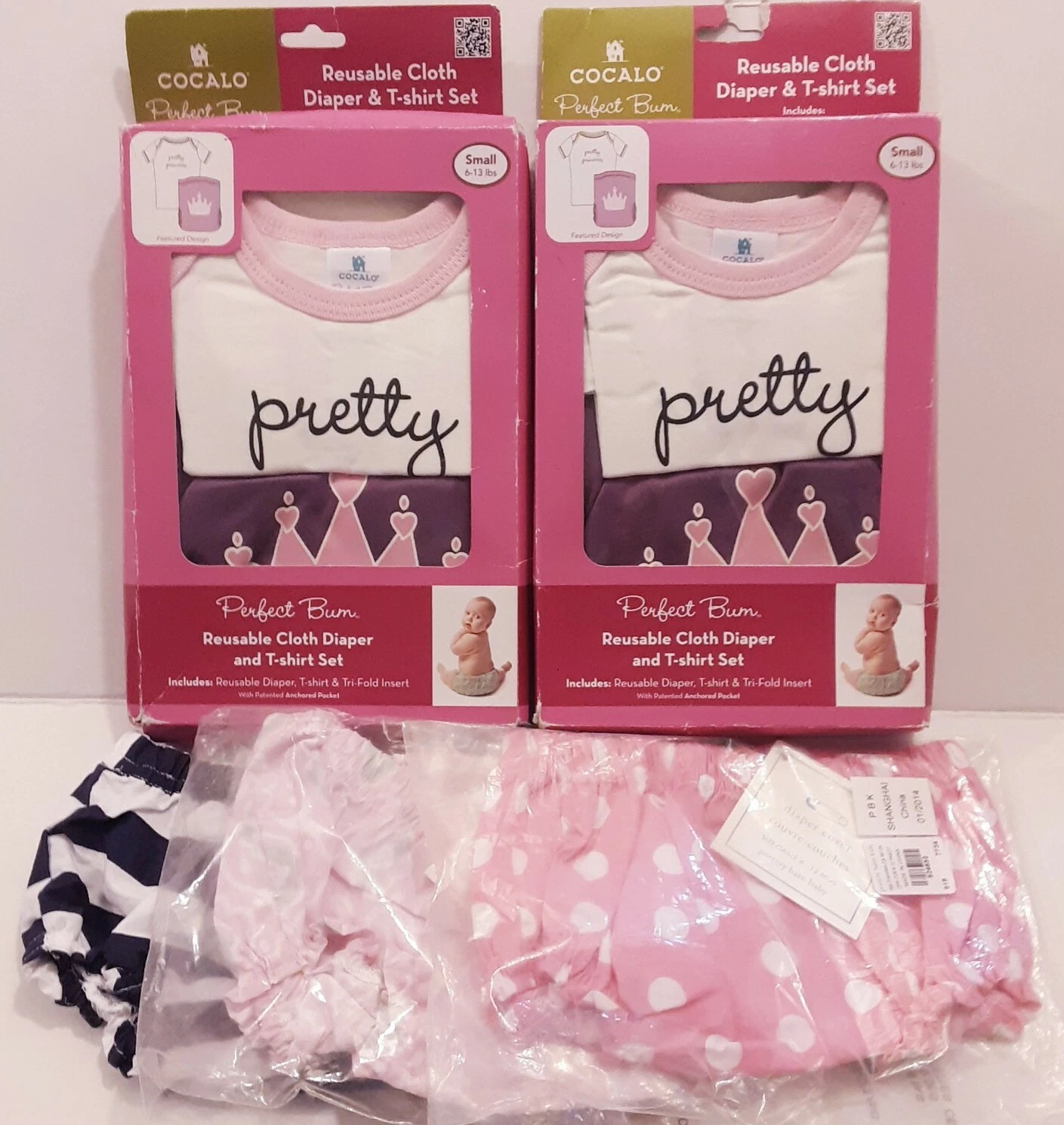 NEW Girls Cloth Diapers Inserts & 3 Pottery Barn Kids covers Washable Reusable
