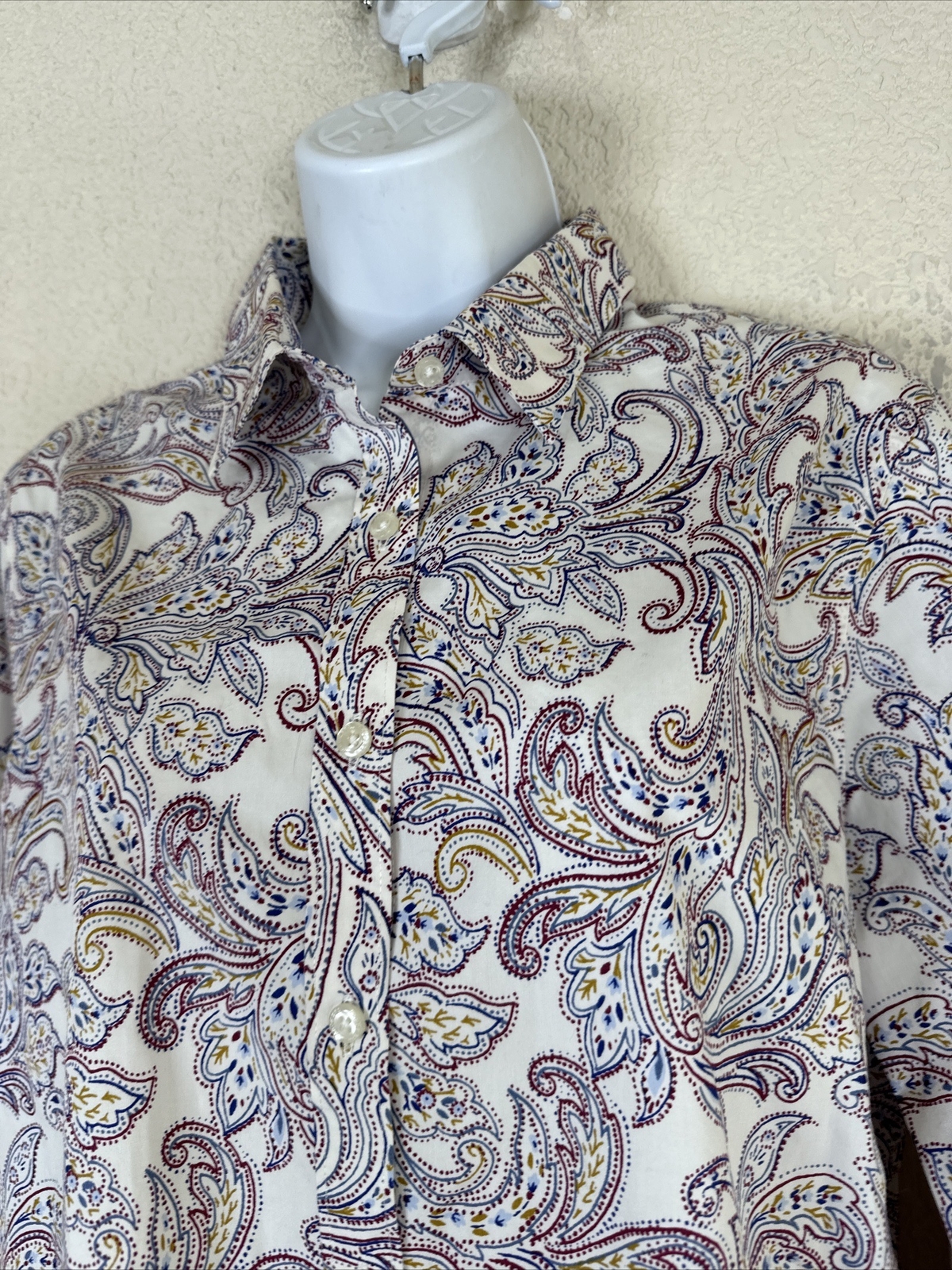 Land's End Womens Size 12T Floral NoIron Button Up Shirt Long Sleeve