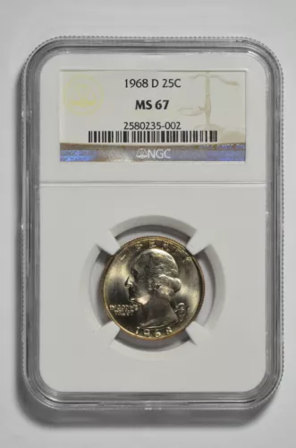 1968 D 25c Washington Quarter NGC MS 67