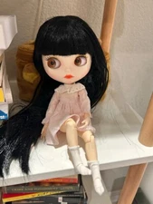 Takara 12" Neo Blythe Nude doll black Hair bangs makeup dudu lips Joint body