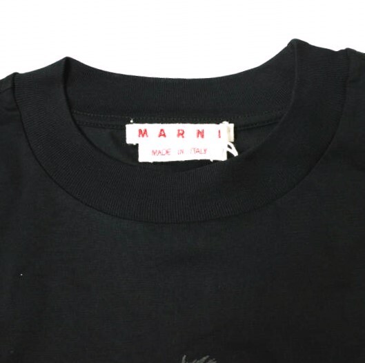 新品 MARNI マルニ 22AW イタリア製 FELINE MARNI OGANIC JERSEY T-SHIRT アニマルロゴTシャツ THJET49EPS 36 BLACK キャット g19754 MARNI 22AW FELINE MARNI OGANIC JERSEY T-SHIRT Animal logo