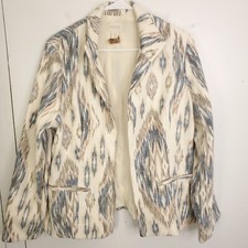 Chicos Blazer Womens 2 Large Ikat Printed Muted Colorful Career Office Modest