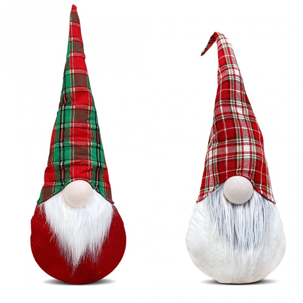Gnome de Noël écossais lumineux grande taille 65 cm pour déco de maison