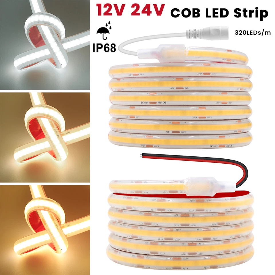12V 24V COB LED Strip Streifen Wasserdicht Schlauch Lichtleiste Lichtband IP68 - Bild 2 von 4