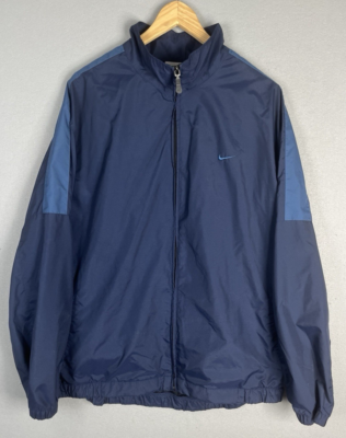 VTG Nike Y2K Baggy Windbreaker Tracksuit Navy Blue Pants Jacket XL