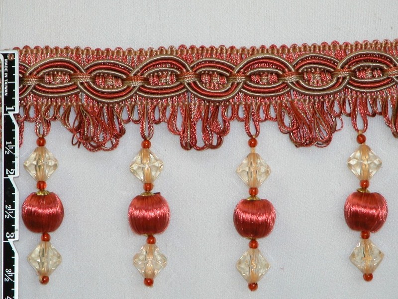 5 Yards - 4"  Crystal Bead Classy Tassel Fringe Trim Coral