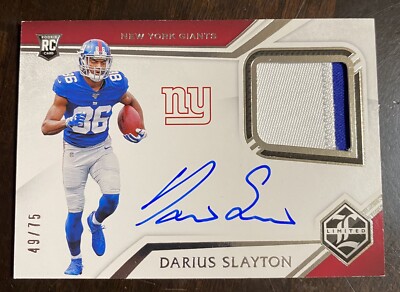 2019 Darius Slayton Panini Limited Silver Rookie 2 CLR  Patch RC Auto #ED /75