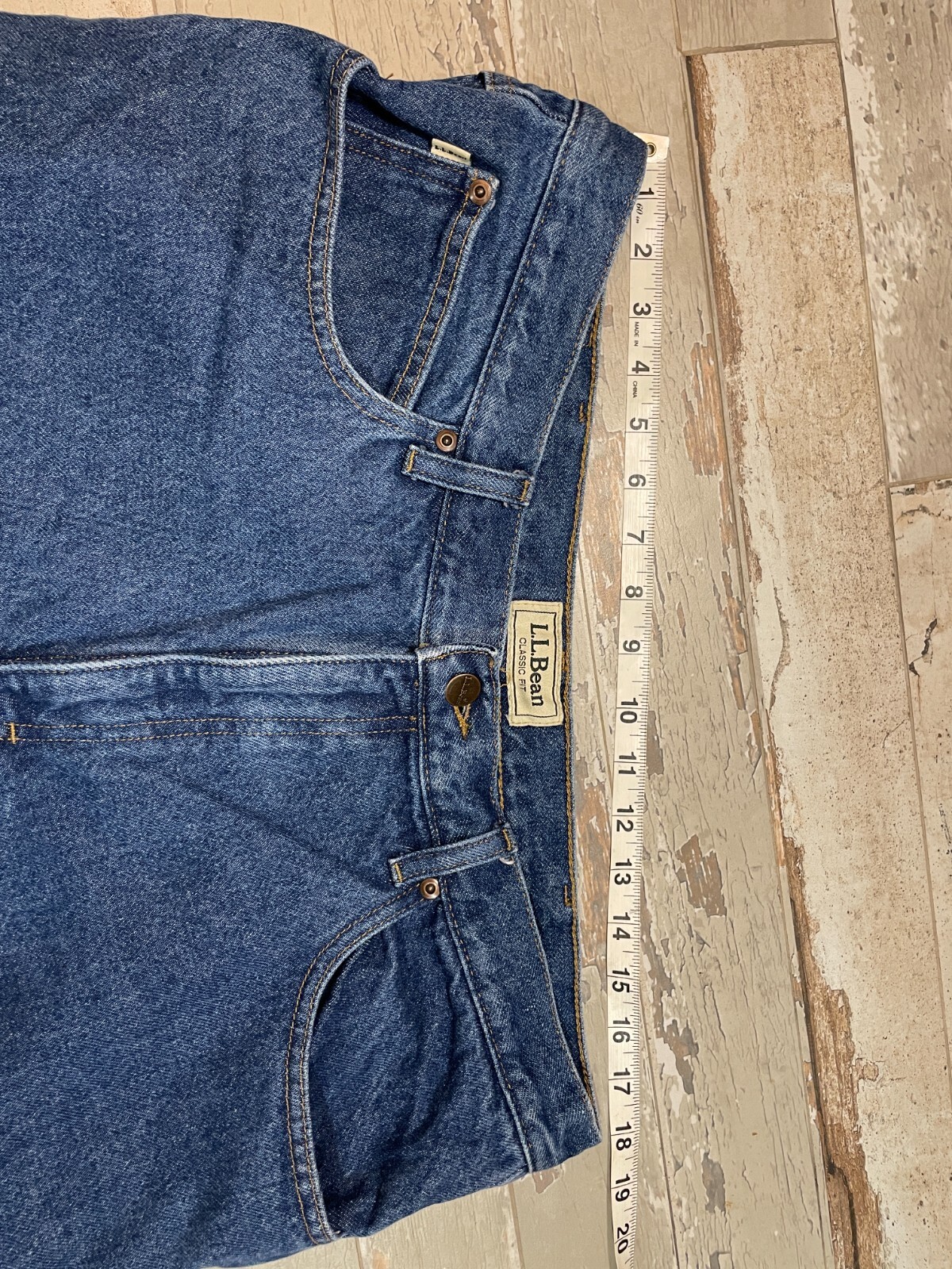 L L Bean Classic Fit Plaid Flannel Insulated Blue Jeans Men 38x34 Blue