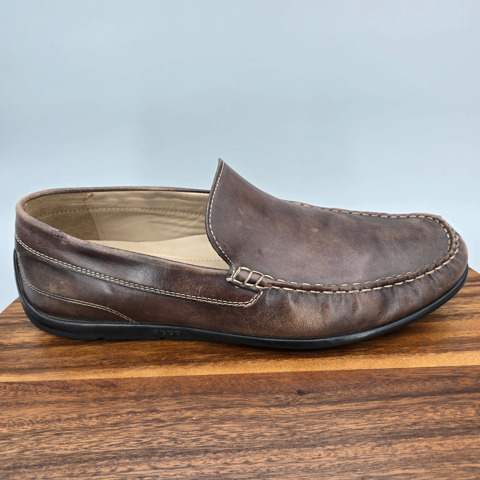 Ecco Shoes Mocassini Uomo 12 46 Pelle Marrone Slip On Classici Moc 2.0 Guida