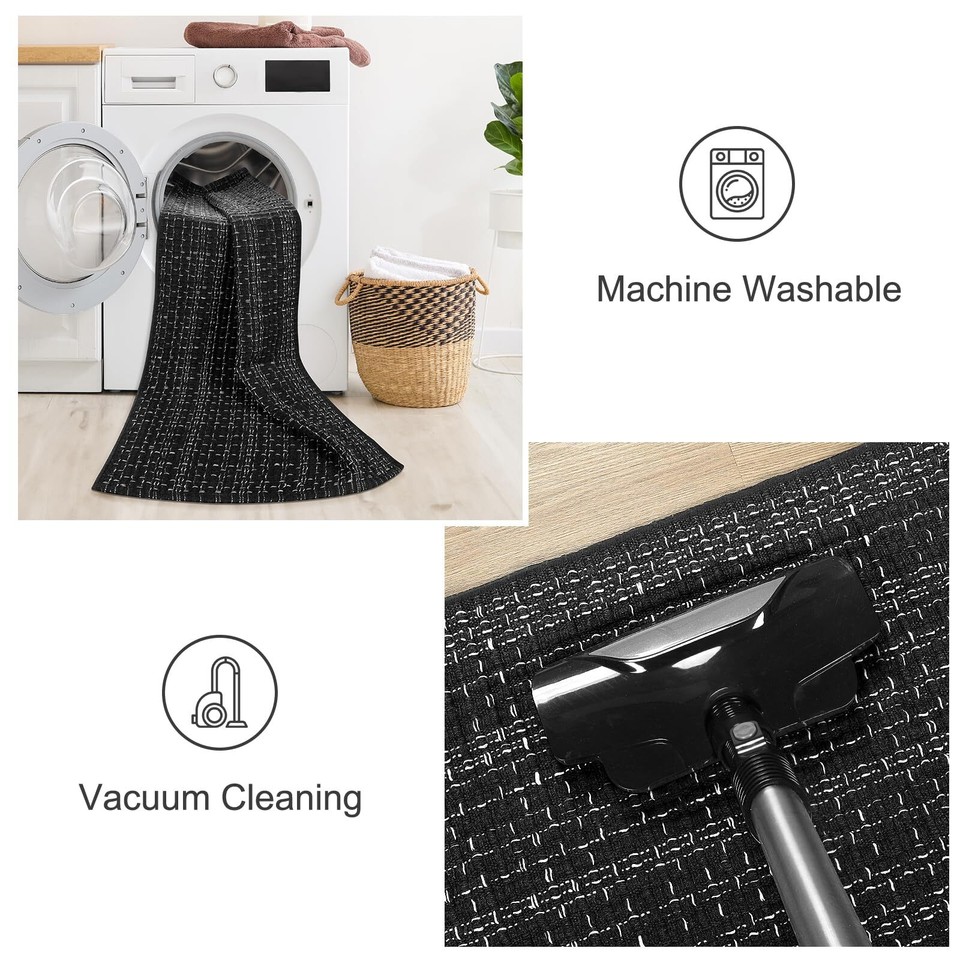 Outdoor Rug 4X6 Area Rug Washable Kitchen Rug Black and White Striped