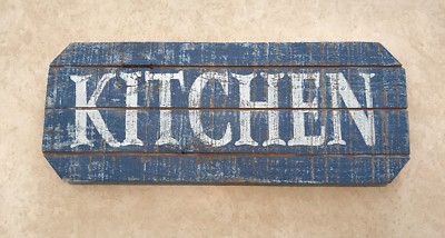 KITCHEN - Rustic Style Blue & White Wood Sign - Distressed Look 16'' x 6''