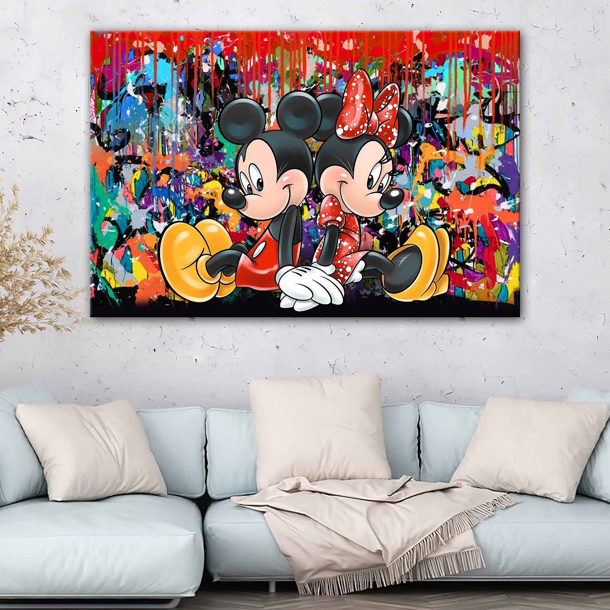 Mickey and Minnie Wall Art, Disney Banksy Pop Art Canvas Prints
