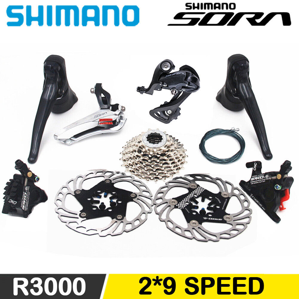 schending Maak leven gas SHIMANO SORA R3000 Groupset Derailleurs Hydraulic Disc Brake 2x9 Speed Road  Bike | eBay