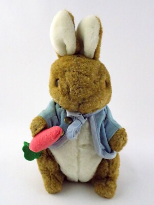 Vintage Eden Toys Beatrix Potter Peter Rabbit 8.5 Inch Plush Bunny with Carrot