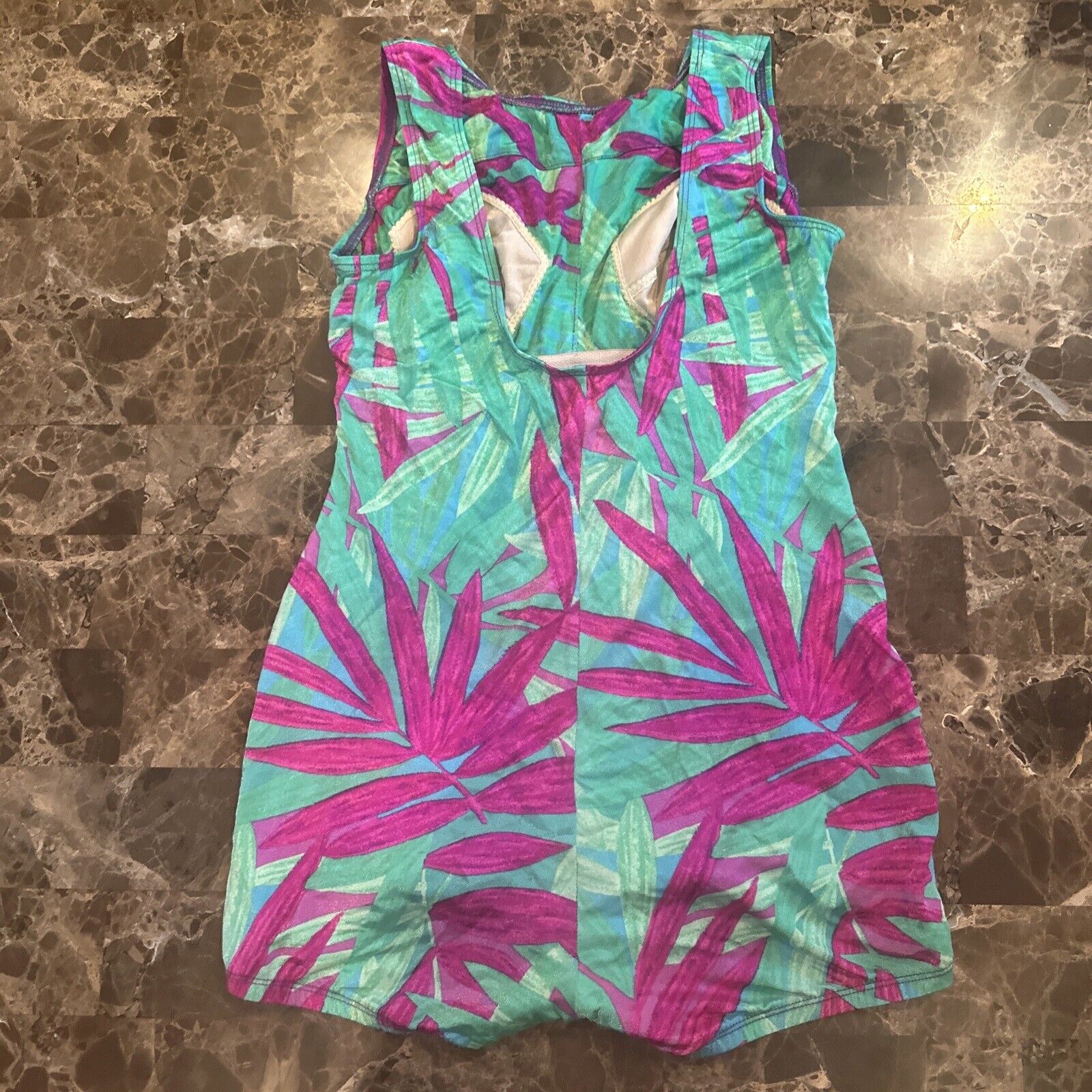 Vintage 70s 80s Psychedelic Tropical One Piece Sw… - image 7