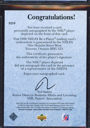 1995-96 Be A Player Autographs #S210 Peter Bondra - Picture 2 of 2