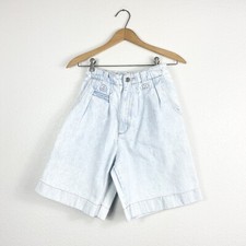 No Problem Womens Vintage Denim Shorts Pleated Mom Light Wash 80s Womens XXS 22