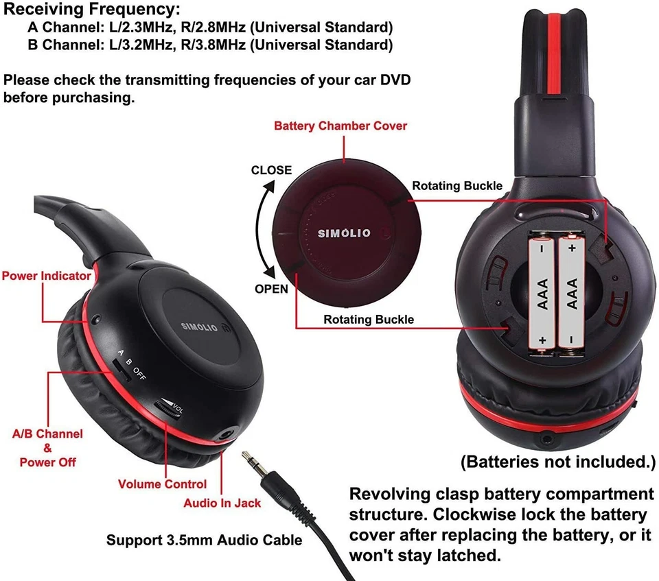 SIMOLIO 4 Pack uconnect Headphones for Chrysler town & country 2006-2018 NEW - Image 2 of 4