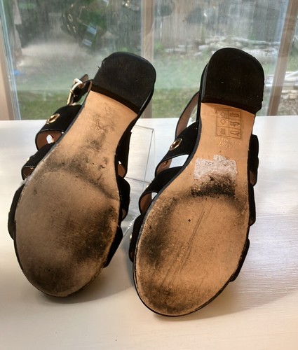 Topshop black sandals with gold eyelet grommets 37 (6) - Picture 4 of 4
