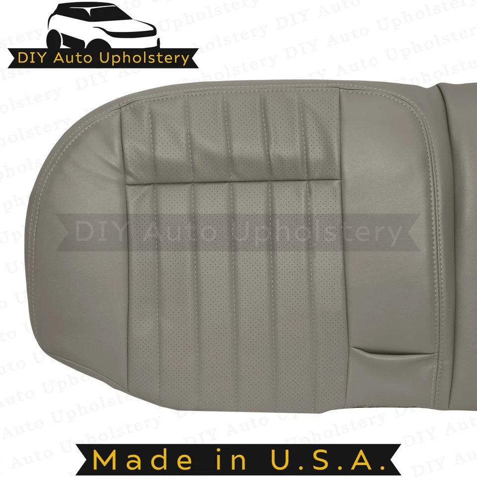 1994-1996 For Chevy Impala Rear Bench Top & Bottom Synth Leather Seat Cover Gray - Image 2 of 4