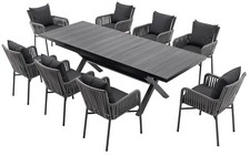 8+1 Sitzgruppe Aluminium Garten Möbel Tisch Stuhl Essgruppe Gartenset