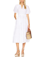 ULLA JOHNSON Ladies White Midi Dress