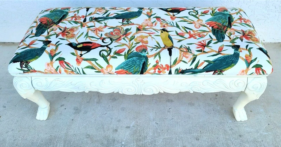 Banco de lino de madera maciza isla tropical estilo Luis XVI 50" Foto 2 de 4