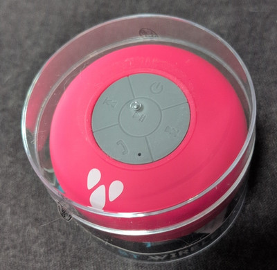 Brookstone WSP-26 Waterproof Bluetooth Portable Shower Speaker, Pink/Gray
