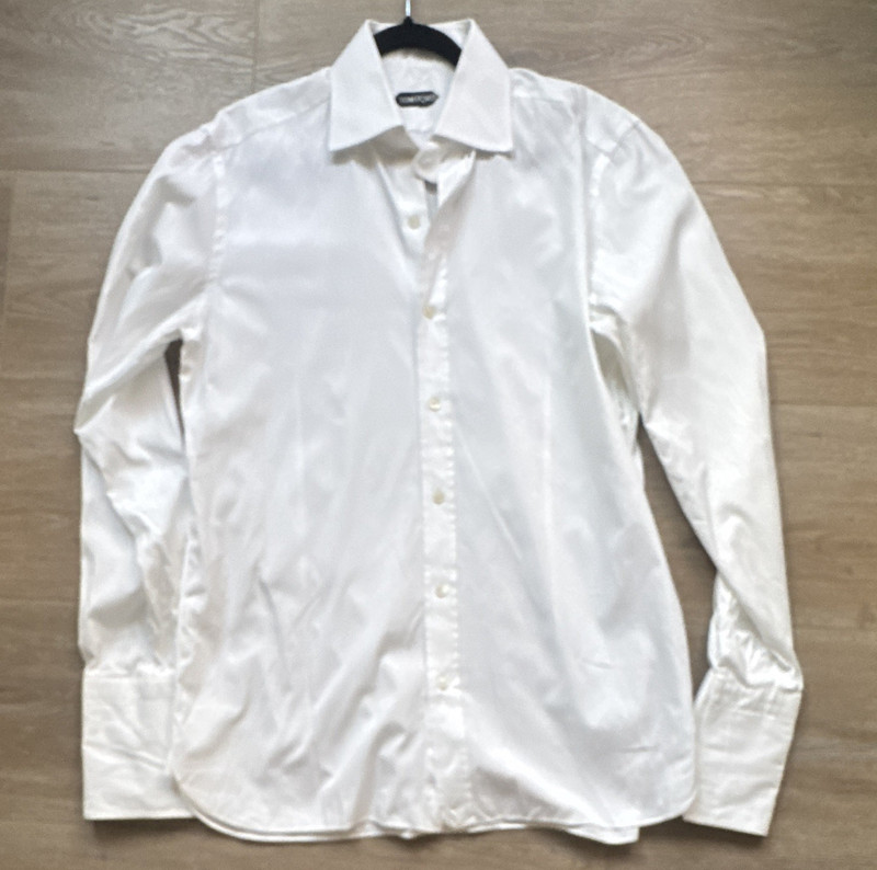 TOM FORD Regular Fit Solid Cotton Dress Shirt White 43/17 32/33