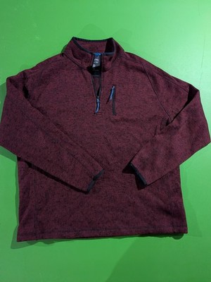 Ruff Hewn Pullover Fleece 1/4 Zip Maroon Heathered Red XL Hiking