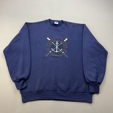 Vintage Madeira Beach Sweatshirt Mens Medium Navy Blue Florida Nautical USA 90s