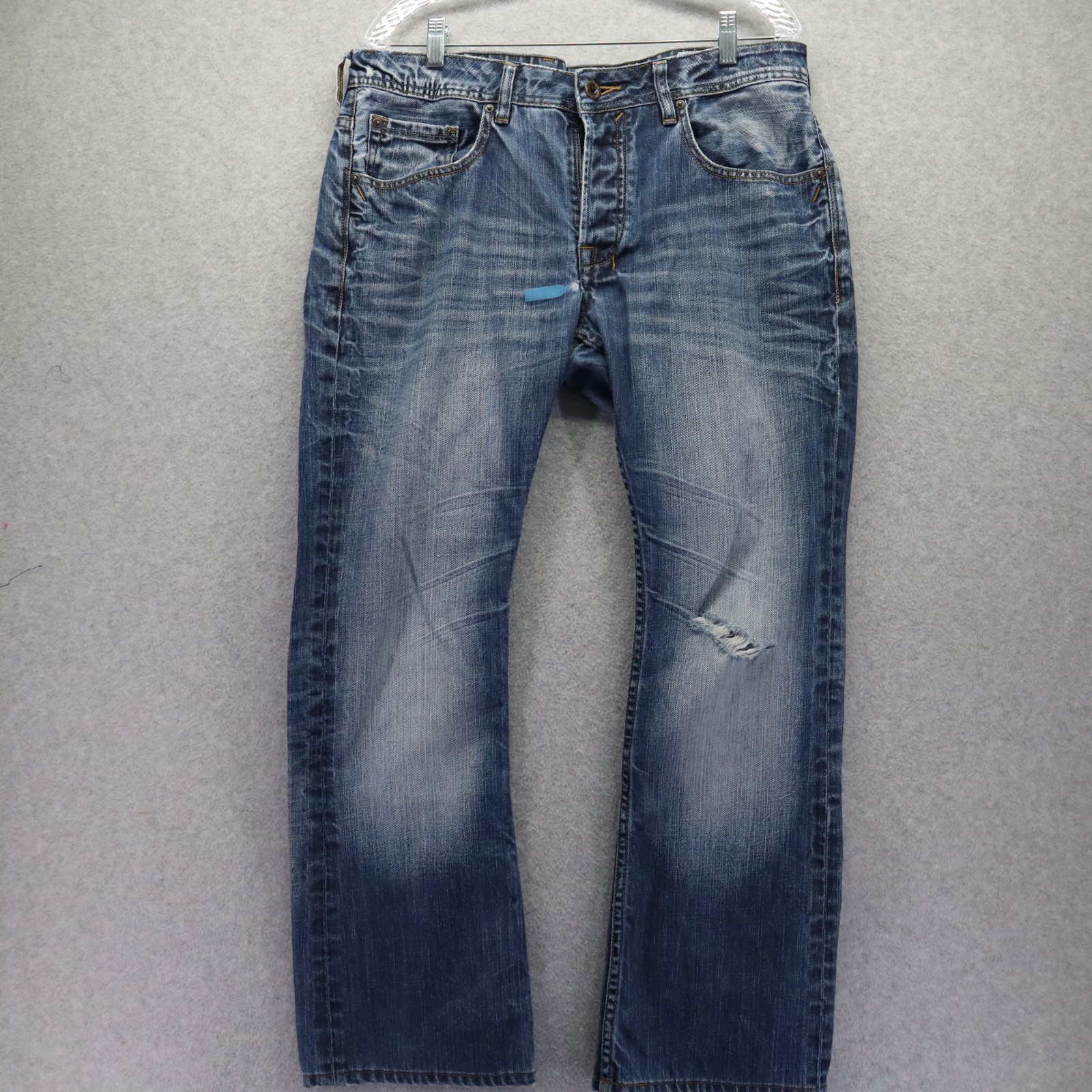 S 34x32 King Slim Boot Cut Button Fly Denim Blue