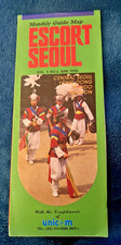 Vintage Escort Seoul Korea 1990 Tourist Fold Out Map Brochure Guide